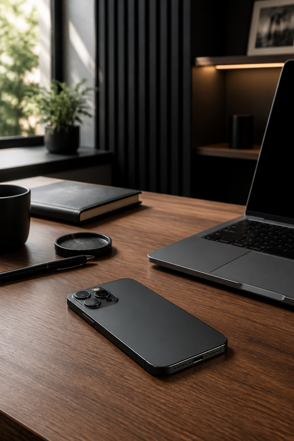 Modern çalışma masasında Graphite Pro akıllı telefon